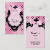 かわいいファッションの弓名刺の水玉模様 名刺 (正面/裏面)