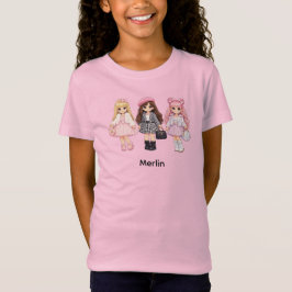かわいいファッションドール キッズTシャツ オーダーネームギフト Tシャツ