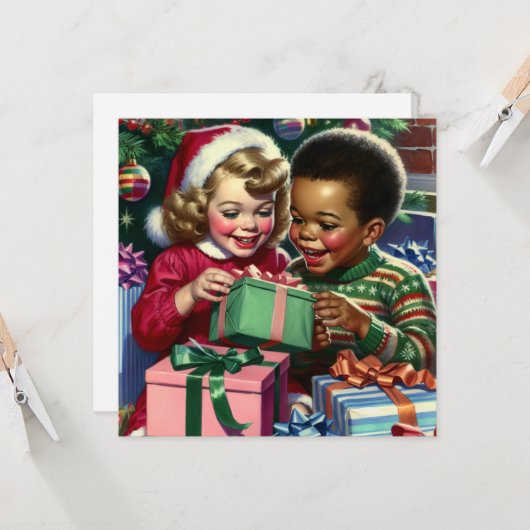 かわいいファッションド古いクリスマスと新年 カード (正面/裏面インサイチュ)