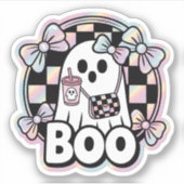 かわいいファッションブー幽霊ハロウィーン シール (正面)