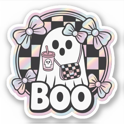 かわいいファッションブー幽霊ハロウィーン シール (正面)
