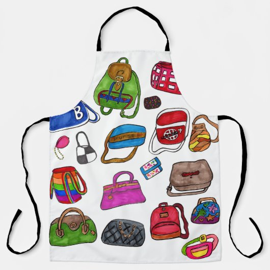 かわいいファッション図解入りの、写真付きの財布パターンアートおもしろい エプロン (正面)