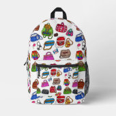 かわいいファッション図解入りの、写真付きの財布パターンアートおもしろい プリントバックパック (正面)