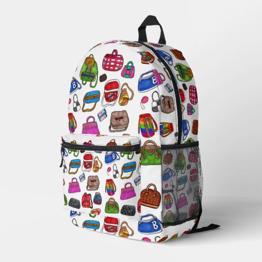 かわいいファッション図解入りの、写真付きの財布パターンアートおもしろい プリントバックパック (裏面右端)