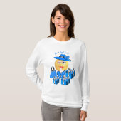 かわいいファッション絵文字ブルーショッピング付き Tシャツ (正面フル)