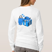 かわいいファッション絵文字ブルーショッピング付き Tシャツ (裏面)