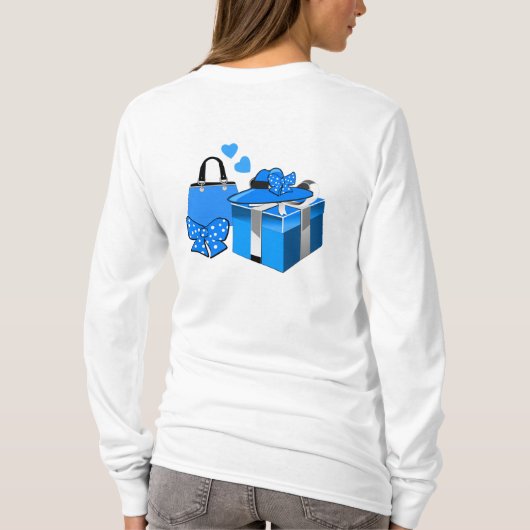 かわいいファッション絵文字ブルーショッピング付き Tシャツ (裏面)