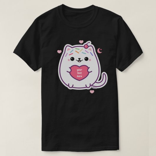 かわいいファットキティキャットハート Tシャツ (デザイン正面)