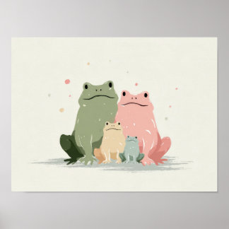 かわいいファミリーカエル – 愛らしい動物アート ポスター