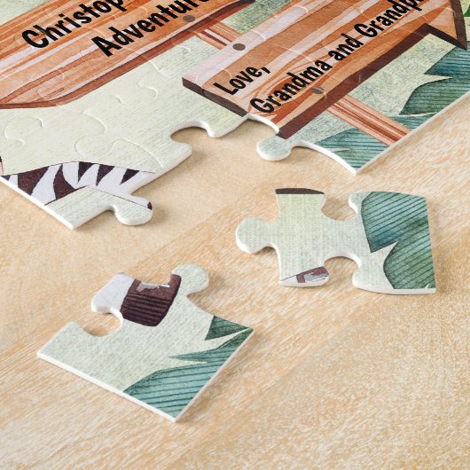 かわいいファミリーサファリパーソナライズされた動物 ジグソーパズル (側面)