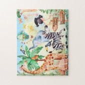 かわいいファミリーサファリパーソナライズされた動物 ジグソーパズル (縦)