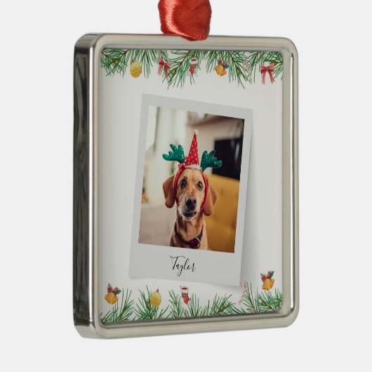かわいいファミリーペットドッグカスタムクリスマスホリデー メタルオーナメント (右)