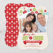 かわいいファミリー ホリデー クリスマス フォト カード (正面/裏面)