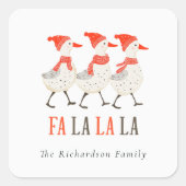 かわいいファラレッドウィンタークッキングクリスマスダックス スクエアシール (正面)