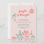 かわいいファンキーなクリスマスドゥードルホリデーパーティー 招待状 (正面)