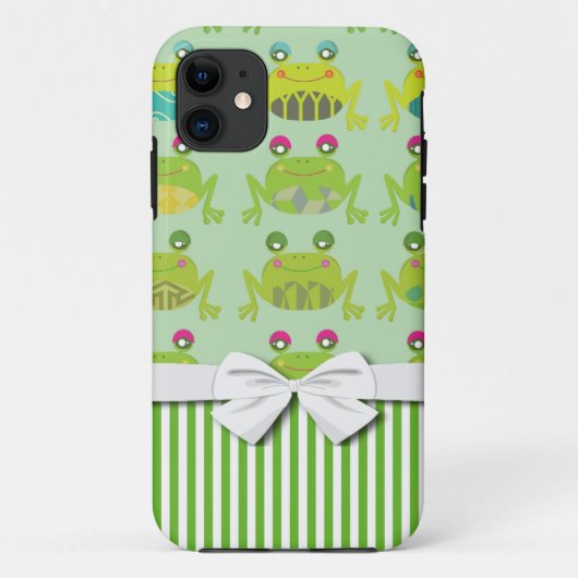 かわいいファンキーな幸せなカエルとストライプ Case-Mate iPhoneケース (裏面)