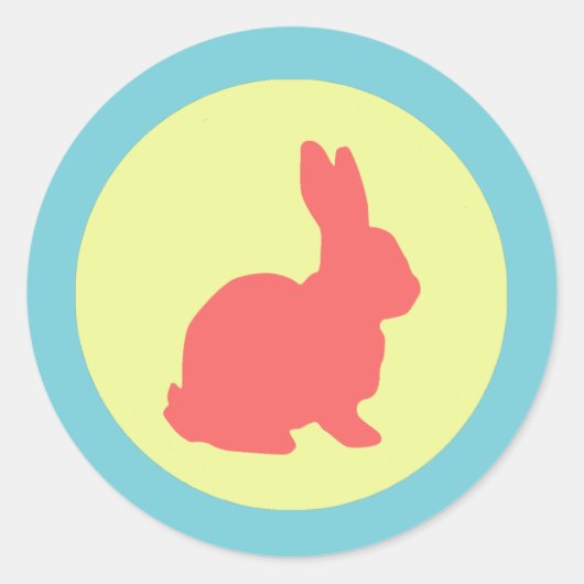 かわいいファンキーウサギのステッカー ラウンドシール (正面)