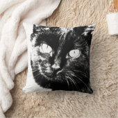 かわいいファンキー黒白猫子猫スケッチ クッション (ブランケット)