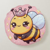 かわいいファンシーな漫画の女王蜂 ラウンドクッション (裏面)