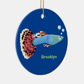 かわいいファンシーグッピーの熱帯パーソナライズされた魚 セラミックオーナメント (右)