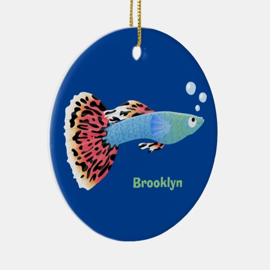 かわいいファンシーグッピーの熱帯パーソナライズされた魚 セラミックオーナメント (右)