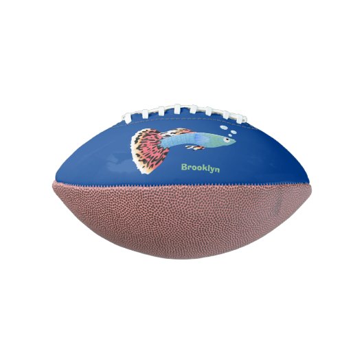 かわいいファンシーグッピーの熱帯魚の漫画 アメリカンフットボール (回転90)