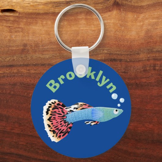 かわいいファンシーグッピーの熱帯魚の漫画 キーホルダー (正面)