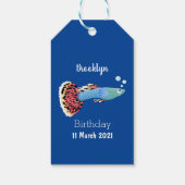 かわいいファンシーグッピーの熱帯魚の漫画 ギフトタグ (裏面)