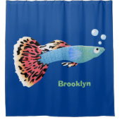 かわいいファンシーグッピーの熱帯魚の漫画 シャワーカーテン (正面)