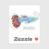 かわいいファンシーグッピーの熱帯魚の漫画 シール (シート)