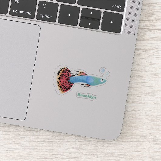 かわいいファンシーグッピーの熱帯魚の漫画 シール (詳細)
