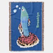 かわいいファンシーグッピーの熱帯魚の漫画 スローブランケット (正面縦)