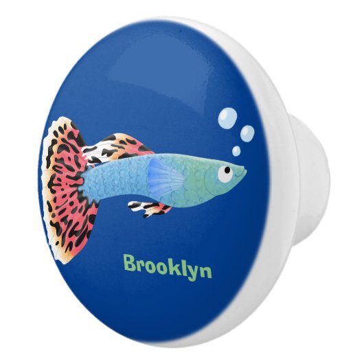 かわいいファンシーグッピーの熱帯魚の漫画 セラミックノブ (右)