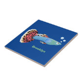 かわいいファンシーグッピーの熱帯魚の漫画 タイル (側面)