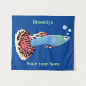 かわいいファンシーグッピーの熱帯魚の漫画 タペストリー (正面(横))