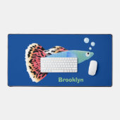 かわいいファンシーグッピーの熱帯魚の漫画 デスクマット (キーボード&マウス)