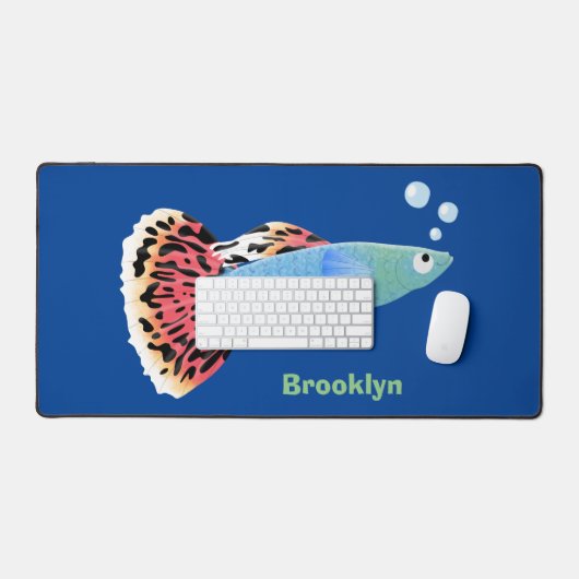 かわいいファンシーグッピーの熱帯魚の漫画 デスクマット (キーボード&マウス)