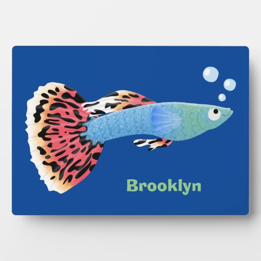 かわいいファンシーグッピーの熱帯魚の漫画 フォトプラーク (正面)