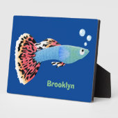 かわいいファンシーグッピーの熱帯魚の漫画 フォトプラーク (側面)