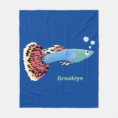 かわいいファンシーグッピーの熱帯魚の漫画 フリースブランケット (正面)