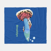 かわいいファンシーグッピーの熱帯魚の漫画 フリースブランケット (正面(横))