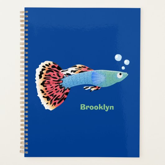 かわいいファンシーグッピーの熱帯魚の漫画 プランナー手帳 (正面)