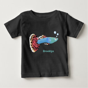 かわいいファンシーグッピーの熱帯魚の漫画 ベビーTシャツ