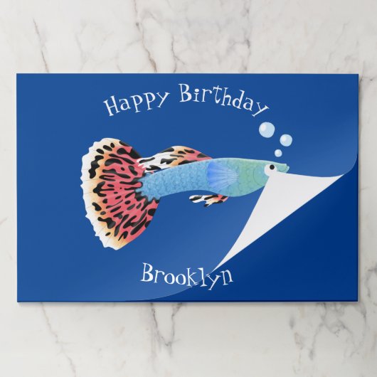 かわいいファンシーグッピーの熱帯魚の漫画 ペーパーパッド (折り畳み)