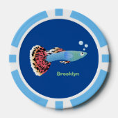 かわいいファンシーグッピーの熱帯魚の漫画 ポーカーチップ (正面)