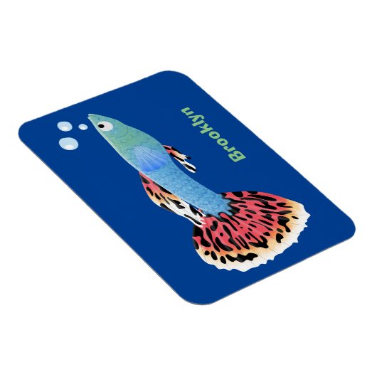 かわいいファンシーグッピーの熱帯魚の漫画 マグネット (右側)