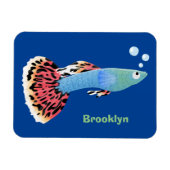 かわいいファンシーグッピーの熱帯魚の漫画 マグネット (横)