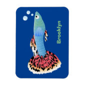 かわいいファンシーグッピーの熱帯魚の漫画 マグネット (縦)