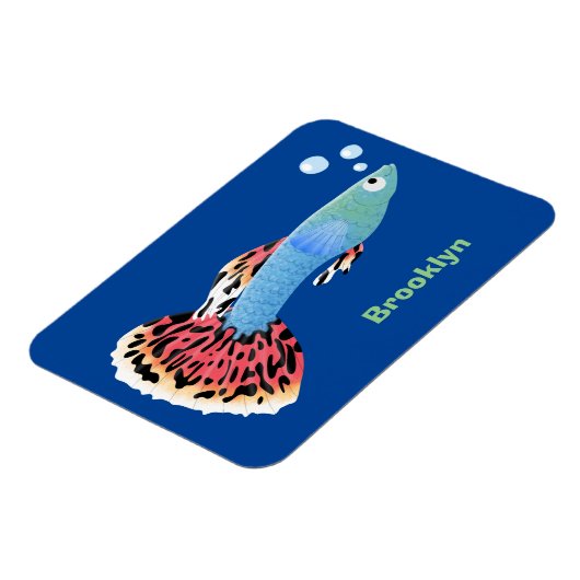 かわいいファンシーグッピーの熱帯魚の漫画 マグネット (左側)