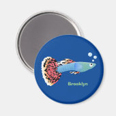 かわいいファンシーグッピーの熱帯魚の漫画 マグネット (正面/裏面)